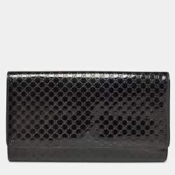 Pre Owned Gucci Black Microguccissima Patent Leather Broadway Clutch
