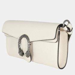 Pre Owned Gucci White Leather Small Dionysus Shoulder Bag