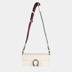 Pre Owned Gucci White Leather Small Dionysus Shoulder Bag