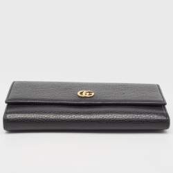 Gucci Black Leather GG Marmont Continental Wallet