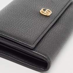 Gucci Black Leather GG Marmont Continental Wallet