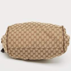 Pre Owned Gucci Brown/Beige GG Canvas and Leather Sukey Boston Bag