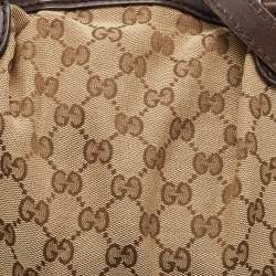 Pre Owned Gucci Brown/Beige GG Canvas and Leather Sukey Boston Bag
