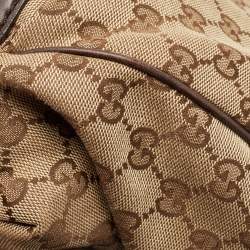 Pre Owned Gucci Brown/Beige GG Canvas and Leather Sukey Boston Bag