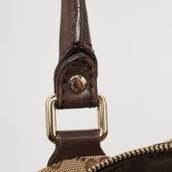 Pre Owned Gucci Brown/Beige GG Canvas and Leather Sukey Boston Bag