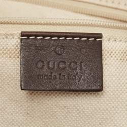 Pre Owned Gucci Brown/Beige GG Canvas and Leather Sukey Boston Bag