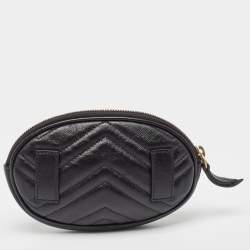 Gucci Black Leather GG Marmont Pouch