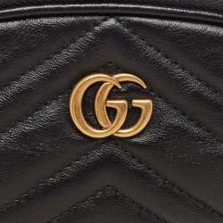 Gucci Black Leather GG Marmont Pouch