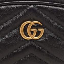 Pre Owned Gucci Black Leather GG Marmont Pouch
