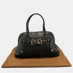 Gucci Black Leather Horsebit Nail Shoulder Bag