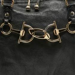 Gucci Black Leather Horsebit Nail Shoulder Bag