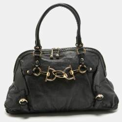 Gucci Black Leather Horsebit Nail Shoulder Bag