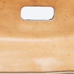Pre Owned Gucci Light Blue/Beige GG Canvas and Leather Bamboo Top Handle Bag