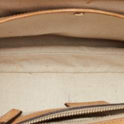 Pre Owned Gucci Light Blue/Beige GG Canvas and Leather Bamboo Top Handle Bag