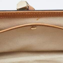Pre Owned Gucci Light Blue/Beige GG Canvas and Leather Bamboo Top Handle Bag