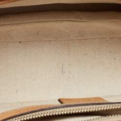 Pre Owned Gucci Light Blue/Beige GG Canvas and Leather Bamboo Top Handle Bag