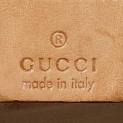 Pre Owned Gucci Light Blue/Beige GG Canvas and Leather Bamboo Top Handle Bag