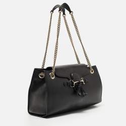 Gucci Black Leather Large Emily Chain Shoulder Bag
