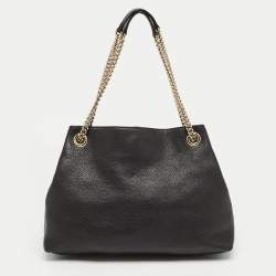 Pre Owned Gucci Black Leather Medium Chain Soho Shoulder Bag