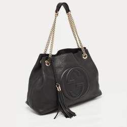 Pre Owned Gucci Black Leather Medium Chain Soho Shoulder Bag