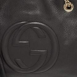 Pre Owned Gucci Black Leather Medium Chain Soho Shoulder Bag