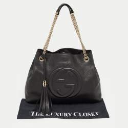 Pre Owned Gucci Black Leather Medium Chain Soho Shoulder Bag