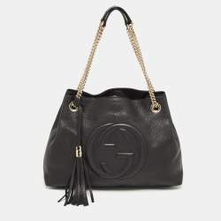 Pre Owned Gucci Black Leather Medium Chain Soho Shoulder Bag