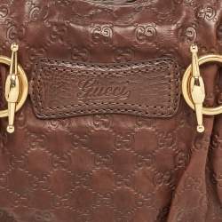 Pre Owned Gucci Dark Brown Guccissima Leather Jockey Boston Bag