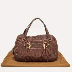 Pre Owned Gucci Dark Brown Guccissima Leather Jockey Boston Bag