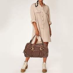 Pre Owned Gucci Dark Brown Guccissima Leather Jockey Boston Bag