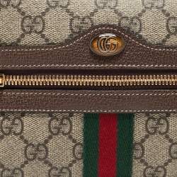 Pre Owned Gucci Brown/Beige GG Supreme Canvas and Leather Small Ophidia Belt Bag