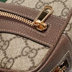 Pre Owned Gucci Brown/Beige GG Supreme Canvas and Leather Small Ophidia Belt Bag