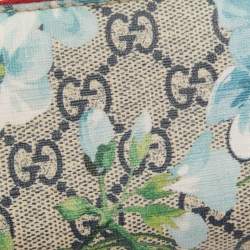 Gucci Blue/Beige GG Supreme Canvas Blooms Zip Card Case