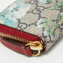 Gucci Blue/Beige GG Supreme Canvas Blooms Zip Card Case