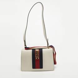 Gucci Off White Leather Small Web Sylvie Shoulder Bag