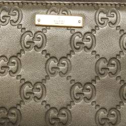 Gucci Olive Green Guccissima Leather Zip Around Continental Wallet