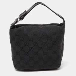 Pre Owned Gucci Black GG Canvas Mini Hobo