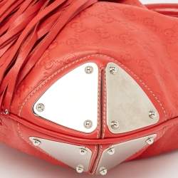 Pre Owned Gucci Red Guccissima Leather Medium Indy Hobo