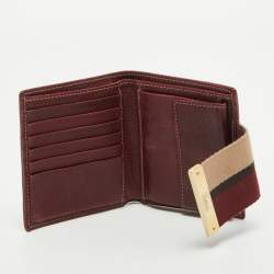 Gucci Beige/Burgundy GG Canvas and Leather Web Flap French Wallet