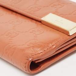 Pre Owned محفظة غوتشي كونتينينتال جلد غوتشيسيما وردي داكن مزين شعار الماركة