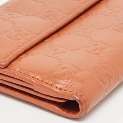 Pre Owned محفظة غوتشي كونتينينتال جلد غوتشيسيما وردي داكن مزين شعار الماركة