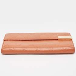 Pre Owned محفظة غوتشي كونتينينتال جلد غوتشيسيما وردي داكن مزين شعار الماركة