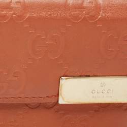 Pre Owned محفظة غوتشي كونتينينتال جلد غوتشيسيما وردي داكن مزين شعار الماركة