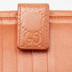 Pre Owned محفظة غوتشي كونتينينتال جلد غوتشيسيما وردي داكن مزين شعار الماركة