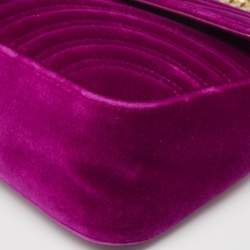 Pre Owned Gucci Purple Matelassé Velvet Small GG Marmont Shoulder Bag