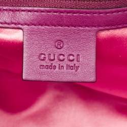 Pre Owned Gucci Purple Matelassé Velvet Small GG Marmont Shoulder Bag