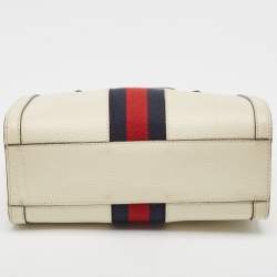 Pre Owned Gucci Off White Leather Small Ophidia Tote