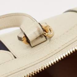 Pre Owned Gucci Off White Leather Small Ophidia Tote