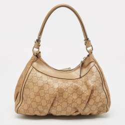 Pre Owned Gucci Gold Guccissima Leather Abbey D-Ring Hobo