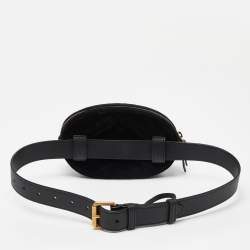 Pre Owned Gucci Black Matelassé Velvet and Leather Mini GG Marmont Belt Bag